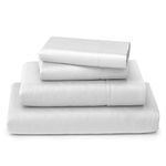 Cosy House Collection Luxury Bamboo Sheets - 4 Piece Bedding Set - Bamboo Viscose Blend - Soft, Breathable, Deep Pocket - 1 Duvet Cover, 1 Fitted Sheet, 2 Pillow Cases - Double, White