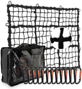 TKKEUEP 4' x 6' Cargo Net for Pickup Truck Bed,Trailer,Car,SUV Stretches to 8' x 12',Roof Rack Cargo Net, Latex Bungee Nets with 12 Metal Carabiners, Truck Bed Accessories