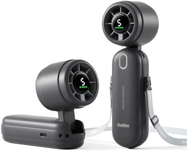 Diveblues iTurbo Ventilatore portatile - Mini pieghevole e ricaricabile, 5 velocità, display LED, flusso d'aria potente, ventilatore USB leggero per viaggi, spiaggia, lavoro e attività all'aperto