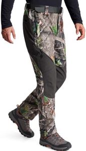 FREE SOLDIER Men's Fleece Lined Outdoor Cargo Hiking Pants Water Repellent Softshell Snow Ski Pants with Zipper Pockets (Dark Camo 36W x 32L)