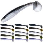 Bombrooster Paddle Tail Swimbaits, 3.75" Soft Plastic Bait Ribbed Swim Bait 25pcs, Fishing Lure with Paddletail Bass Fishing