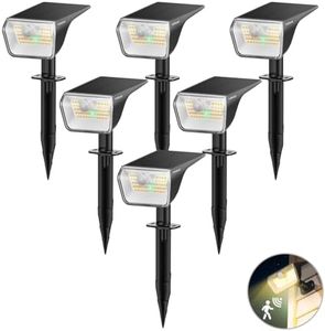 Linkind Solar Lights Outdoor Waterproof IP67, 3000K/6500K Solar Motion Sensor Lights with 6 Modes, 60 LEDs Solar Powered Spot Lights Outside Landscape Lighting for Garden Yard Pathway, 6 Pack