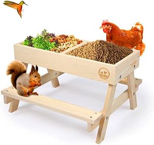 Chicken Picnic Table No Waste, Large Chicken Feeder Handmade Wooden, DIY Chicken Table Feeder Kit, Wild Bird, Duck & Squirrel Feeders No Mess, Mesh Bottom Keep Food Fresh and Dry Easy to Clean Fill