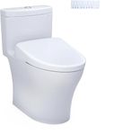 TOTO® WASHLET®+ Aquia® IV One-Piece Elongated Dual Flush 1.28 and 0.9 GPF Toilet with Auto Flush S7A Contemporary Bidet Seat, Cotton White - MW6464736CEMFGNA#01