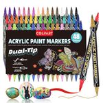 Acrylic Paint Markers,Acrylic Paint Pens Paint Markers,48 Colors Dual Tip Paint Pens with Brush Tip and Fine Tip for Rock Painting,Plastic, Canvas,Paint Markers For DIY Crafts Art Supplies