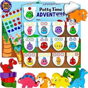 LIL ADVENTS Potty Time Adventures - Dinosaurs with 14 Wooden Block Toy Prizes|Potty Training Advent Game|As Seen on Shark Tank|Wood Block Toys, Reward Chart, Activity Board and Stickers