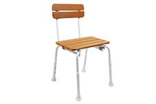 KMINA - Shower Chairs for the Elderly (Wood Effect), Bath Seats for Adults, Adjustable Bathroom Stools to Sit On, Non Slip Shower Seats for Disabled, Shower Stool with Backrest, Free Assembly