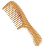 Onedor Handmade 100% Natural Green Sandalwood Hair Combs - Anti-Static Sandalwood Scent Natural Hair Detangler Wooden Comb (Green Sandalwood Wide Tooth)