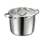Tramontina Tempo Tri-Ply Base Stainless Steel 8-Quart Stock Pot with Glass Lid, Induction-Ready Pasta Pot, Oven-Safe, Dishwasher-Safe