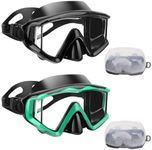 Diving mask Anti-Fog Swimming Snorkel mask Suitable for Adults Scuba Dive Swim Snorkeling Goggles Masks (Black + Green, Adult)