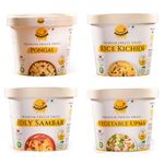 Instabites Ready To Eat Combo of Pongal, Vegetable Upma, Idli Sambar, Rice Kichidi No Added Preservatives and Ready to Eat in Minutes - Pack of 4