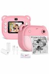 MAMAMORO Camera for Kids with Print | Kid Digital Camera for Photography & Videography with Color Display - Includes 2 Paper Rolls (Pink)