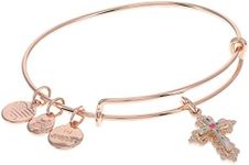 Alex and Ani Floral Cross Charm Bangle Bracelet