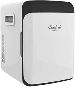 Cooluli 10L Mini Fridge for Bedroom - Car, Office Desk & College Dorm Room - 12V Portable Cooler & Warmer for Food, Drinks, Skincare, Beauty, Makeup & Cosmetics - AC/DC Small Refrigerator (White)