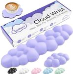 Cloud Wrist Rest Keyboard, Cloud Palm Rest Set with PU Leather Memory Foam, Cute Keyboard Rest for Wrist Support and Arm Rest, Desk Cloud Wrist Pad for PC/Gaming/Hand Cushion/Computer-Purple