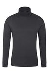 Mountain Warehouse Meribel Mens Thermal Baselayer Top - Combed Cotton Sweater, Roll Neck Jumper, Breathable, Quick Drying & Fitted Sleeves - for Everyday Use Black S