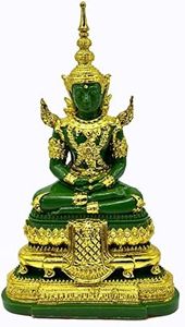 BUDDHO Emerald Buddha Statue Realistic Designed Knee to Knee 2" H. 6" H Jade Buddha Thai Buddha Statue for Home Decor Buddha Gift Buddha Sculpture Buddha Figurines (Summer)