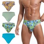 INNERSY Men's Tag-Free Basic Underwear No Fly Pouch Cotton Briefs 4-Pack(Variegated,Large)