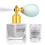 Body Glitter Spray, Silver Glitter Spray for Hair and Body, Extra Fine Face Glitter Makeup Body Spray for Rave Supplies Clothes Craft Nail, Include 1 Jar of Refills