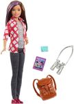 Barbie FWV17 Travel Skipper Doll, with 4 Accessories, Brunette with Purple Streak