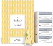 Tea Forte English Breakfast Black Tea Event Box, Bulk Pack of 40 Pyramid Infuser Tea Sachets for All Occasions