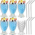 SuproBarware Mermaid Cocktail Glasses 210ML Unique Pina Colada Glasses Set of 6 Tiki Pineapple Glassware Tumblers Cute Water Glasses for Party Home Bar Restaurant