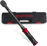 SUERCUP 1/2-inch Drive Torque Wrench - 10-170 ft.lb/13.6-230.5 Nm, Dual-Direction Adjustable 72 tooth Click Torque Wrench with Buckle for Bicycle, Moto and Car Maintenance, Red (BSM01)