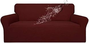 Easy-Going 100% Waterproof Couch Cover, Dual Waterproof Sofa Cover, Stretch Jacquard Sofa Slipcover, Leakproof Furniture Protector for Kids, Pets, Dog and Cat (Sofa, Wine)