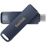 SanDisk 256GB Phone Drive, USB Flash Drive for iPhone, iPad, PC and Mac (2-in-1 iPhone storage, Lightning & USB Type-C Connectors, Automatic Backup, Password Protection, Metallic Sky