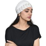 The Headscarves Women's Bamboo Solid Cap with Rine Stones Design (SS247_White)