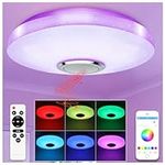 RGB LED Ceiling Light with Bluetooth Speaker 36W Music Brightness Dimmable Color Changing Cool/Warm Ceiling Lamp with Remote Control and App Family Party Ceiling Lights for Bedroom Kids Room