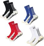 Yufree Grip Soccer Socks Anti Slip Non Slip Men's Athletic Socks for Football Basketball Sports, 4 Pair, Mixed, One Size