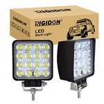 RIGIDON 2 Pcs Square Led Work Light, 4 inch 48W Flood Beam, 12V 24V Driving Lights Lamp for Car Off road Boat Truck 4x4 SUV ATV Tractors Excavator, 6000K White, Fog Lamp