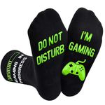 Funny Socks, DO NOT DISTURB I'M GAMING Socks with Grips Gamer Gifts for Men Who Have Everything, Gaming Socks Novelty Gifts for Teenage Boys Men 9-12 uk Christmas Birthday Gifts