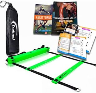 Trained Agility Ladder Bundle 6 Sports Cones, Free Speed Chute, Agility Drills eBook and Carry Case, Green