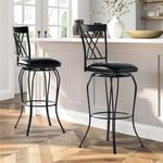 Homy Casa Set of 2 High Back Barstool - Industrial 30 Inch Swivel Bar Stool for Kitchen Island Dining Room High Chairs with Faux Leather Upholstery Decorative Iron Backrest