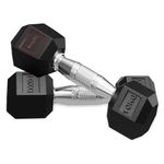 Lifelong Dumbbells Set for Home Gym - Dumbbell Set of 2 with Rubber Coating - Hexa Dumbbell Set for Men & Women - Home Gym Exercise Equipment - Dumbbell Weights (2x 10Kg Pair) (Black)