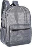 Paxiland Mesh Backpack Lightweight See Through Backpack for Commuting Swimming Travel Beach Outdoor Sports - Grey