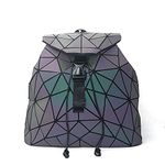 XEE || Synthetic Geometric Holographic Reflective Backpack || Color Changing Bag || For Girls And Women