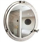 Nagina International Metal Crafted Nickel Plated Aluminum Porthole Bathroom Decor Mirror (30 Inches)