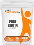 BulkSupplements.com Pure Biotin Powder - as Vitamin B7, Biotin Supplement, Biotin Vitamins for Hair, Skin and Nails - Gluten Free, 1mg per Serving, 50g (1.8 oz) (Pack of 1)