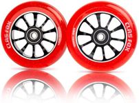 CLAS FOX Pro Scooter Wheels 100mm Transparent Sparkle PU with ABEC-9 Bearings CNC Metal Core (2pcs) (Red)