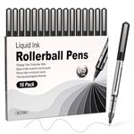 Writing Pens Black Pens, 16 Pack 0.5mm Black Rollerball Pens, Large Capacity, Quick Drying, Smooth Writing, No Bleeding, Black Pens for Adults and Children, Suitable for Office and School