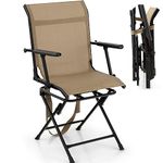 DORTALA Folding Hunting Blind Chair, 360° Silent Swivel Fabric Chair with Sturdy Metal Frame, Mesh Back & Armrest, Portable Outdoor Stealth Spin Chair for Camping, Fishing, Brown