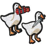 XMJY 2 Pcs Funny Tactical Duck Patches, Duck with Knife and Explosive Hook and Loop Patch, Embroidered Meme Patch for Backpacks, Dog Vests, Hats, Jackets, Jeans