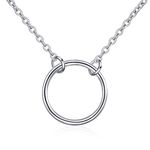 YFN 925 Sterling Silver Karma Choker Necklace Open Circle Choker Necklace for Women Jewelry Gifts, 18inch-necklace, Sterling Silver