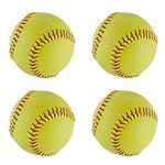 OMYOPY Official Size Softballs 12" Softballs Fastpitch Practice Softballs, Unmarked & Leather Covered Training Ball for Games, Practice and Training(4 Pack)