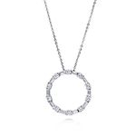 BERRICLE Rhodium Plated Sterling Silver Cubic Zirconia CZ Open Circle Wedding Pendant Necklace