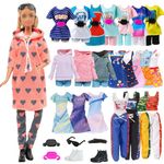 18 Pcs Doll Clothes and Accessories, for 11.5inch/30cm Dolls, Sports Random Style 1 Hooded Sweatshirt 3 Sportswear 1 Vest 3 Pant 1 Baseball Hat 2 Sneaker 4 Dress 1 Sunglasses 2 Waist Bag Girls Gifts