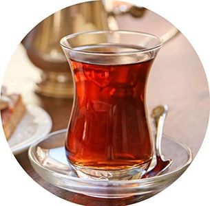 Topkapi - Set da tè turco da 18 pezzi con effetto gelsomino, 6 bicchieri da tè, 6 sottobicchieri, 6 cucchiaini, set completo per 6 persone